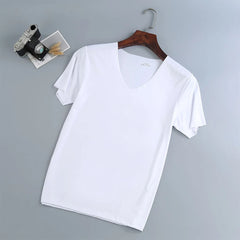 Fashion Men Basic T-Shirt Summer Gym Muscle  Tops Big V-Neck Short Sleeve Bodybuilding Sport Fitness T Shirt Tees Tops Clothing