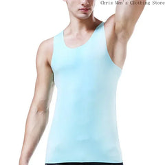 Men's Sports Fitness Quick Drying Vest Business Casual Base Vest Ice Silk Seamless Breathable Slim Elastic Sleeveless T-shirt