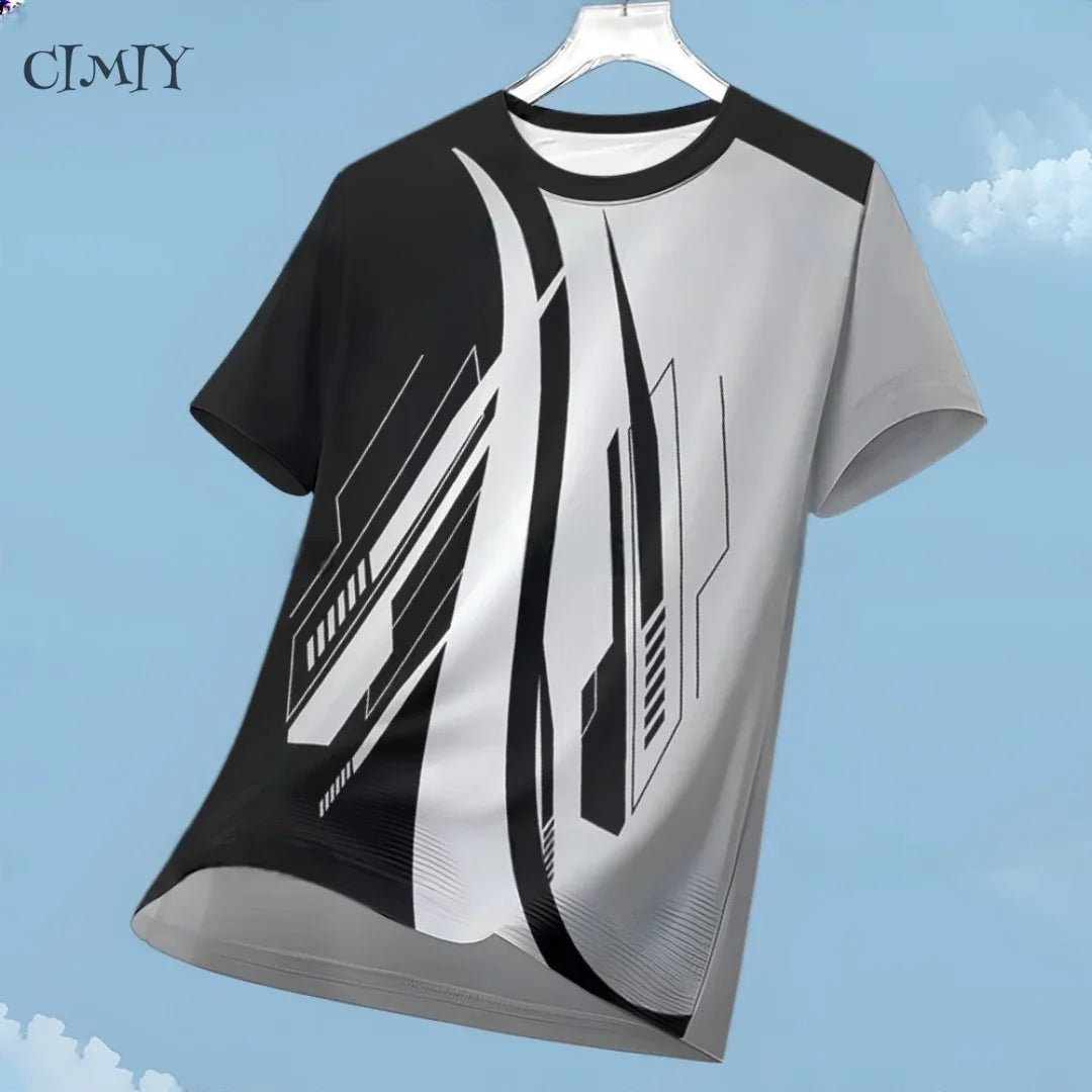 Sports Casual Jersey For Men Dry Fit Shirt Outdoor Running Cycling Short Sleeve Breathable Gym Wear Crew Neck T-Shirt