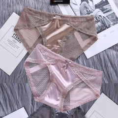 Women's Panties Satin Underwear Lace Sexy Briefs Ladies Casual Underpants Female Lingerie Intimates Girl Panty 2024