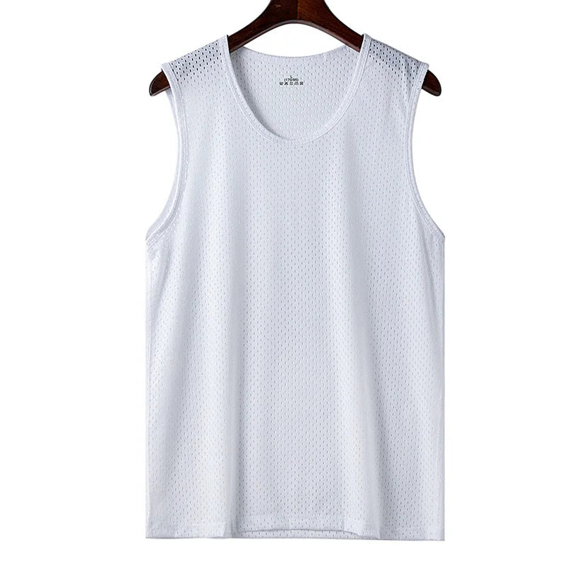 Men Ice Silk Tank Tops Underwear Undershirt Mesh Quick-drying Bodybuilding Vest Gym Sports Fitness Sleeveless Breathable Singlet
