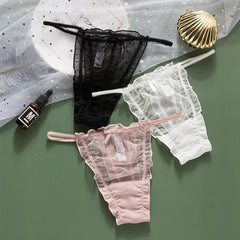 Women's Panties Sexy Lace Hollow Out Underpants Thong Girls Mesh Transparent Underwear Fashion New Dots Female G String