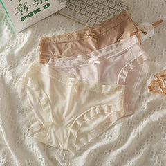 Women Low Waist Panties Panties Sexy Lingerie Lace Quick Drying Briefs Female Seamless Underwear Solid Color Underpants