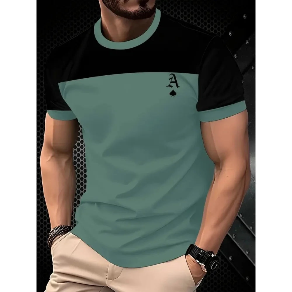 t shirt for man Summer Short Sleeve Casual Fashion Men's T-Shirt Breathable Sports Tops Round Neck Men's Clothing 100% polyester