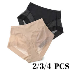 2/3/4pcs Sexy Mid Rise Oversized Underwear for Women with A Tight Waistband and Lifting Buttocks Transparent Cosy Elastic Briefs