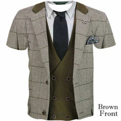 2024 Summer New High-quality Men's Personality Business Suit Pattern 3D Printed Men's T-shirt Comfortable Breathable Fashion Top