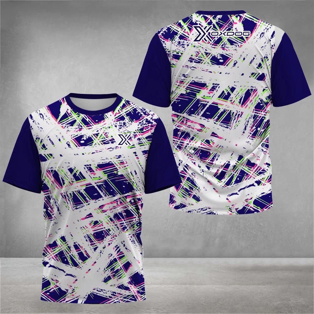 Fashion 3D Tie-Dye Print T Shirt For Men Summer Quick Dry Short Sleeve Outdoor Tennis Sports T-Shirt Casual Breathable Loose Top