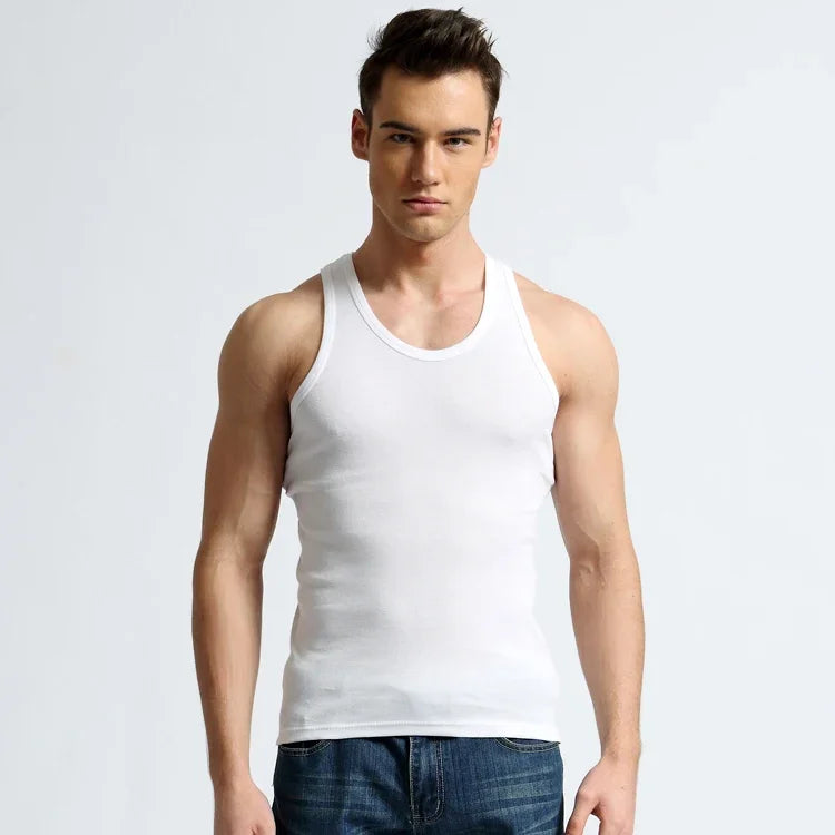 100% Cotton Men's Underwear Tank Top Men High Quality Bodybuilding Singlet Sleeveless Slim T-shirts Fit Vest Men Tank Tops