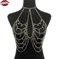 Sexy Love BDSM European and American Women's Sex Accessories Silver Alloy Material Paired with Rhinestones Fashion Accessories