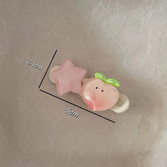 Women's Hair Accessories Kawaii Pink Hairpin Star Peach Strawberry Sweet Girls Bangs Clip Side