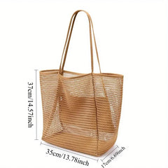 Women Swimming Beach Mesh Bag Ladies Shoulder Bag Large-capacity Travel Portable Storage Bag Multifunction Handbag for Swimwear