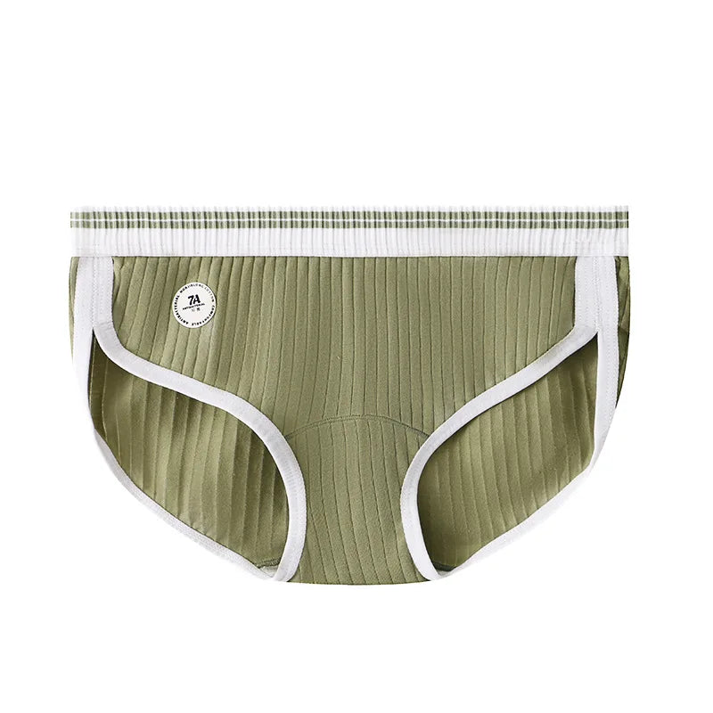 Women's Sexy Briefs Underwear Ribbed Cotton Breath Comfort Boxer Shorts Femal Mid Waist Sports Panties Daily Intimate Underpants