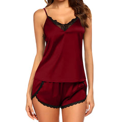 Sexy Lingerie For Women Lace V-neck Solid Color Shorts Set Sleepwear Lingerie Babydoll Pajamas Sets Underwear Nightwear
