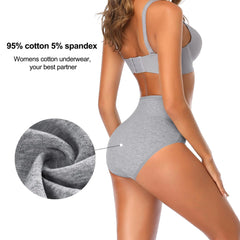 High Waisted Postpartum Underwear Womens Cotton Underwear Soft Breathable Full Coverage Stretch Panties 4pcs/pack