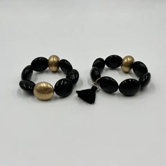 Suekees Boho Fashion Jewelry Gift Elastic Bracelets Earthy Jewellery Acrylic CCB Beads&Tassel Bracelets for Women Accessories