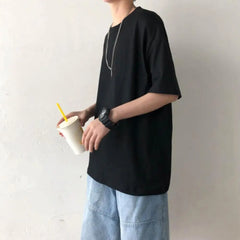 2024 Summer Short Sleeve T Shirts Solid Color T-shirt O Neck Casual Loose T Shirt Base Top Tee Oversize Students Street T-shirt