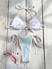 Miyouj Bandage Swimwear Shiny Bikini Set Triangle Swimsuit 2-Piece Bathing Suit Sexy Biquini Mujer Micro Thongs Beachwear Summer