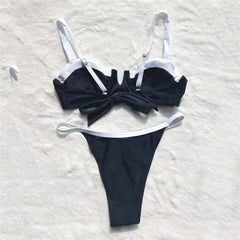 Black White Patchwork Micro Thong Bikini Push Up Swimwear Women 2025 Sexy Swimsuit Bathing Suit Low Waist Brazilian Bikinis Sets
