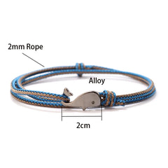 Men Marine String Bracelet Bilayer Sliding Adjustable Whale Braclet Beach Surfer Nautical Braslet Vacatio Leisure Accessories