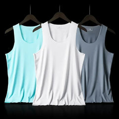 Men's Sports Fitness Quick Drying Vest Business Casual Base Vest Ice Silk Seamless Breathable Slim Elastic Sleeveless T-shirt