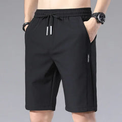 Summer Men's Casual Pants Thin Soft Elasticity Lace-up Waist Solid Color Pocket Applique Korea Grey Black Work Trousers Male
