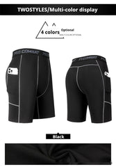 Sports Fitness Pants Men's Running Sports Tight Elastic Quick-drying Pocket Pants Basketball Training Outdoor Trousers Y2k Tiki