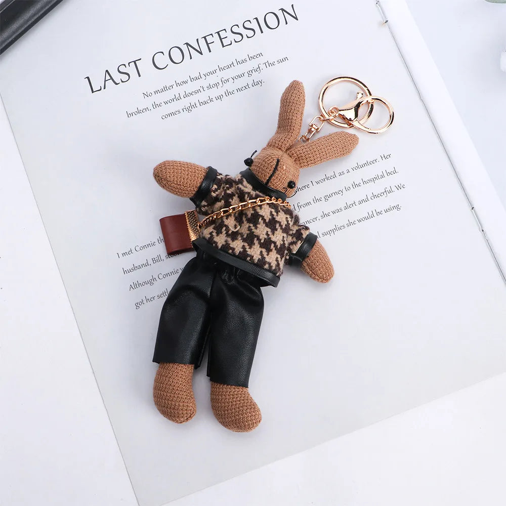 Kids Cloth Animal Doll Pendant Boys Bag Pendant Decoration Girls Car Accessories Lady Rabbit Keychains Korean Style Key Ring