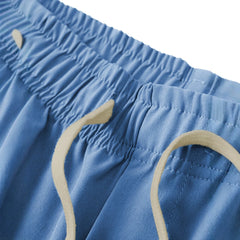 Men's Casual Summer Shorts with Pockets - Black, Elastic Waistband, Drawstring, Polyester, Two-Layer Design, Lightweight & Breat