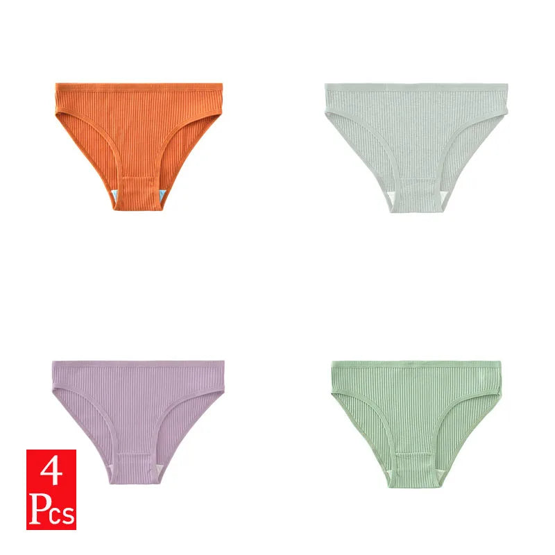 Sexy Women Underwear Briefs Breathable Cotton Women's Panties Mid-waist Hip Lifting Woman Underpants Solid Comfortable Briefs