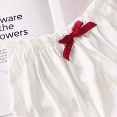Hot Sale Fashion Women Silk Satin Solid Lingerie Pajamas Bottom Underwear Underpants Shorts Brief Solid Color Bow Underpants