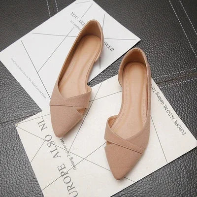 Women Flats Pink Black Pure Color Plus Small Size  35 Large 41 42 43 44 Suede Leather Pointed Toe Office Lady Flat Heel Shoes