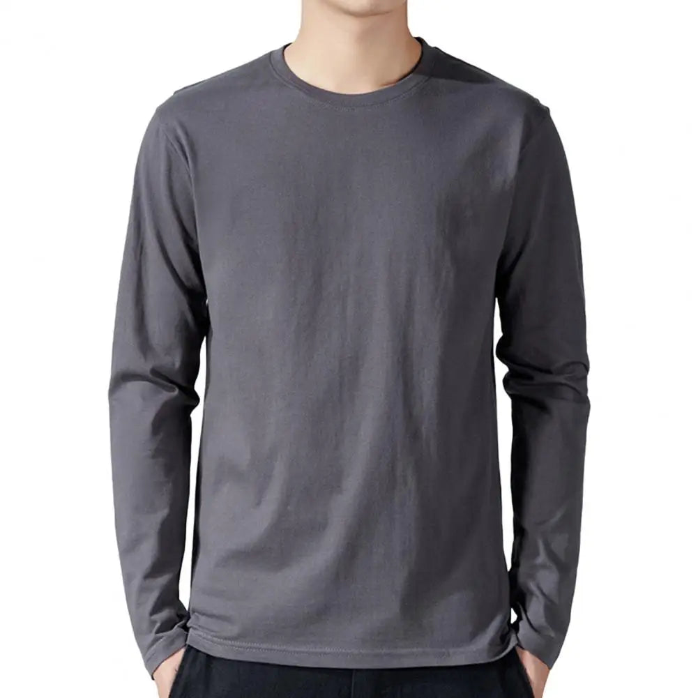 Men Sport Top Loose Round Neck Bottoming Clothes Long Sleeves Homewear Gym Running Basketball T-shirt Spring Autumn Undershirts