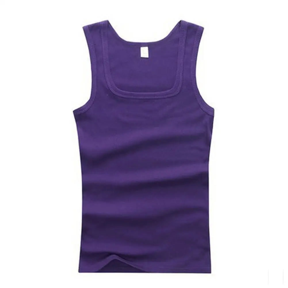 HOT Men's Four Seasons Black And White Classic Color Basic Vest Plus Size Youth Sports And Leisure Running Joker Bottoming