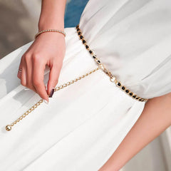 Women's Dress Accessories Waist Chain Metal Chain Solid Pearl Versatile Apparel Accessories Pearl Thin Waist Belts