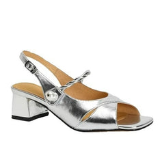 A Line with Open Toe Thick Heel Sandals Summer New Square Head Cross with Pearl Ancient Fish Mouth Heel Shoes