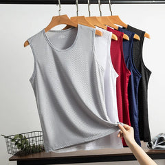 New Mens Mesh Vest Ice Silk Quick-drying Bodybuilding Tank tops Fitness Muscle Sleeveless Narrow Vest Fitness Casual Sport Tops