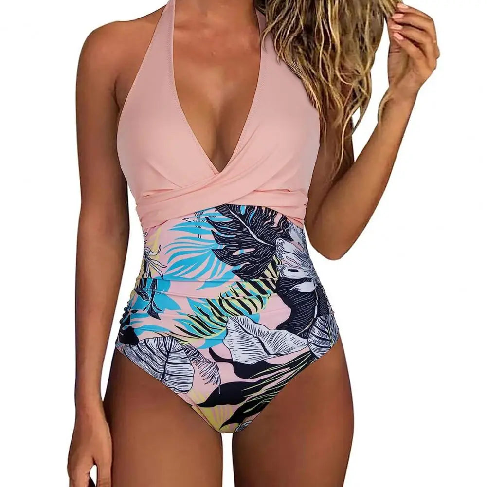 1Pc Women Monokini Swimsuit Tummy Control Triangular Cup Bikini Stylish Backless Design Women's One-piece Swimsuit for Summer