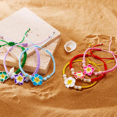 Hawaiian Bracelets for Women Bohemian Woven Tropical Flower Bracelets Handmade Braid  Summer Beach Girls Jewelry Accessories