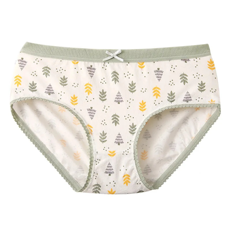 Women Cotton Underwears Pastoral Japanese Students Briefs Sexy Cute Girls Lingerie Printed Lace Femme Female Panties Underpants