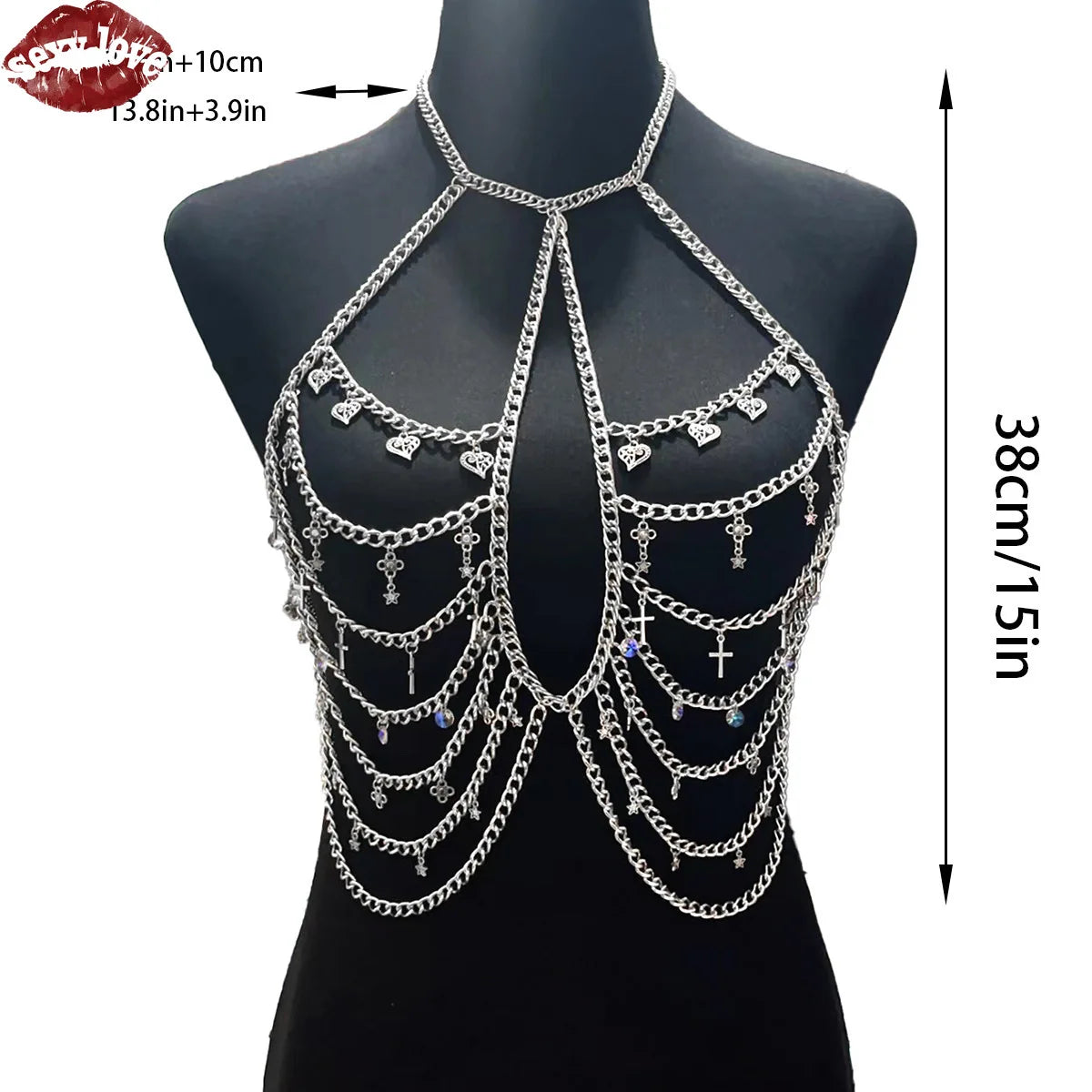 Sexy Love BDSM European and American Women's Sex Accessories Silver Alloy Material Paired with Rhinestones Fashion Accessories