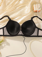 Women's sexy lingerie set with small floral patterns steel rims gathered push ups shoulder straps adjustable lingerie set A2169