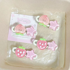 Women's Hair Accessories Kawaii Pink Hairpin Star Peach Strawberry Sweet Girls Bangs Clip Side