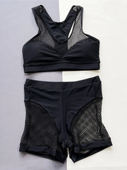 Mesh Fishnet Sheer Shorts High Waist Bikini Female Swimsuit Women Swimwear Two-pieces Bikini set Bather Bathing Suit Swim K5273