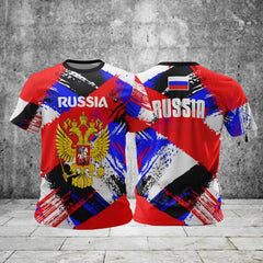 Russia Men's T-shirts Casual Loose Round Neck Russian Flag Short Sleeved Tops Tees Men's Clothing Oversized T-shirt Streetwear