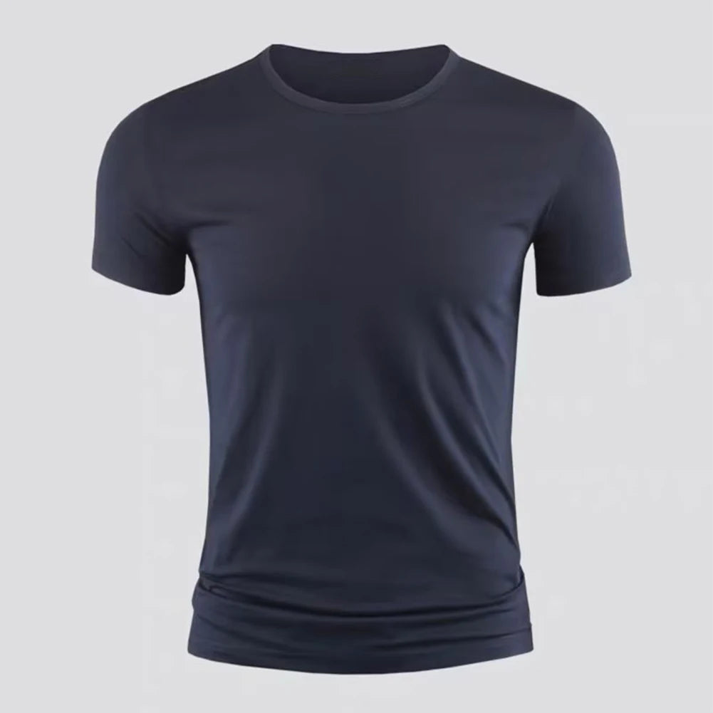 Summer Men's Short Sleeve T-Shirt Basic Plain Casual Gym Muscle Crew Neck T-shirts Slim Fit Tops Tee Clothing For Man
