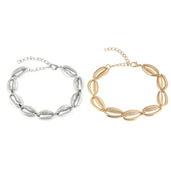 Bohemian Alloy Sea Shell Beads Bracelet for Women Adjustable Rope Bangle Ocean Wristband Statement Summer Beach Jewelry Gifts