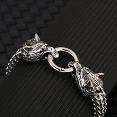 European and American Hip-hop Rock Fashion Personality Trendy Accessories for MEN'S Stainless Steel Wolf Head Bracelet
