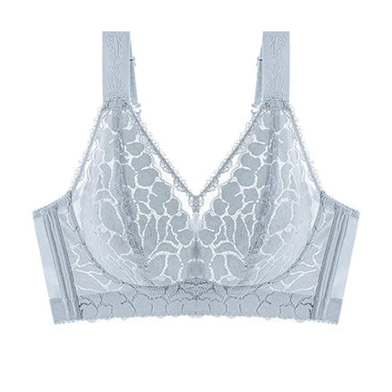 Underwear for women in summer, big chest, small gathering, anti sagging, no steel ring, fat, mm ultra-thin plus size text bra