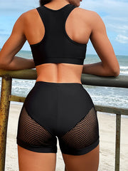 Mesh Fishnet Sheer Shorts High Waist Bikini Female Swimsuit Women Swimwear Two-pieces Bikini set Bather Bathing Suit Swim K5273
