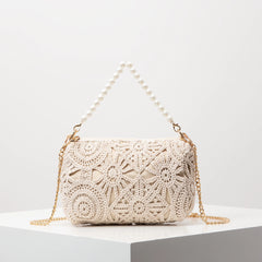 Boho Beach Bags for Women，Pearl Bag，Wicker Bag，Premiun Style Tote Bags for Ladies，Vacaition Outfits Women，Travel Must Haves